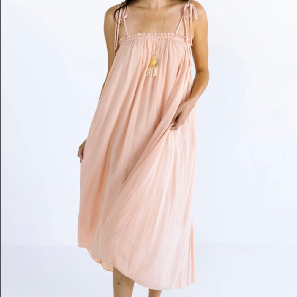 Suunday nwot medium tie maxi dress in pink sand